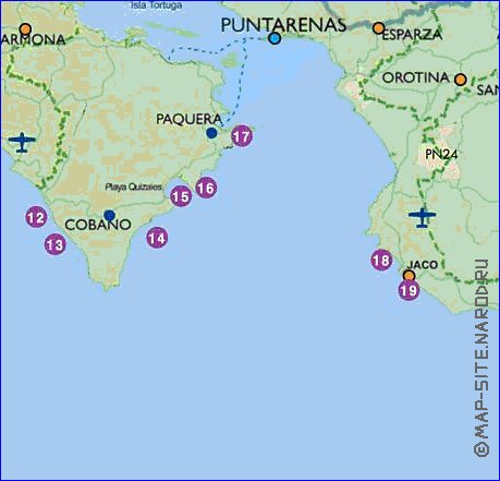 Administrativa mapa de Costa Rica em espanhol