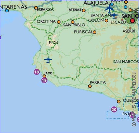 Administratives carte de Costa Rica en espagnol