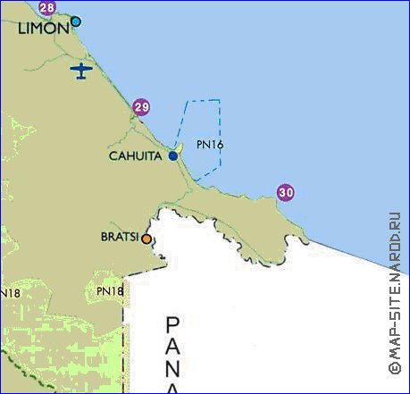 Administratives carte de Costa Rica en espagnol