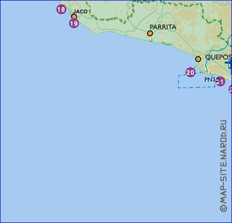 Administratives carte de Costa Rica en espagnol