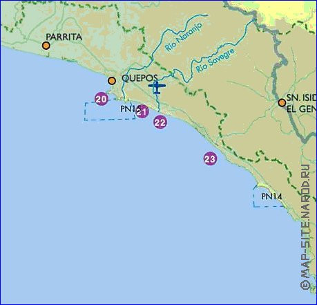 Administratives carte de Costa Rica en espagnol