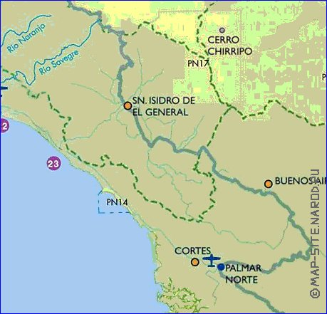 Administrativa mapa de Costa Rica em espanhol