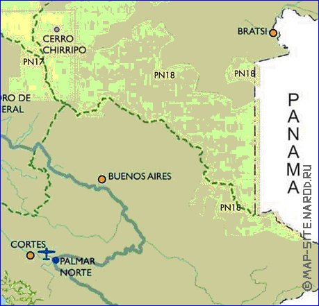 Administratives carte de Costa Rica en espagnol