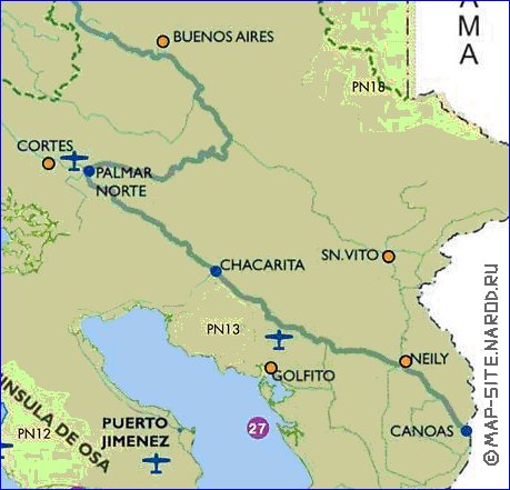 Administrativa mapa de Costa Rica em espanhol