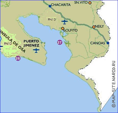 Administratives carte de Costa Rica en espagnol