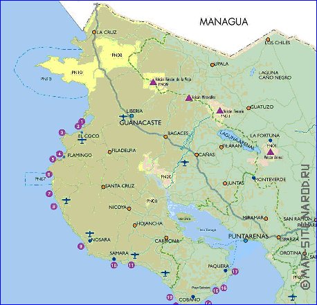 Administrativa mapa de Costa Rica em espanhol