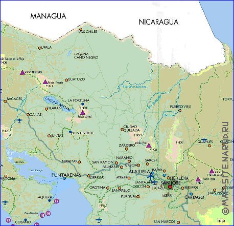 Administratives carte de Costa Rica en espagnol