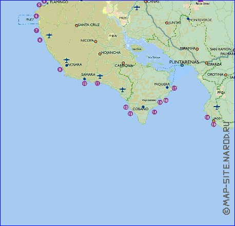 Administratives carte de Costa Rica en espagnol