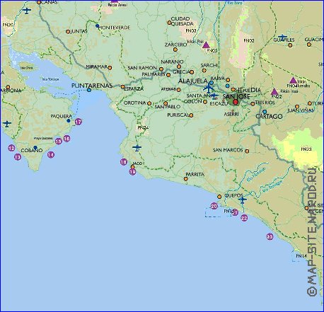 Administratives carte de Costa Rica en espagnol