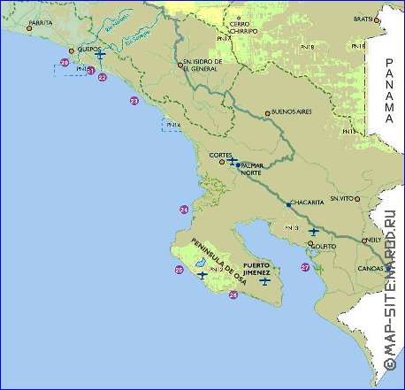 Administrativa mapa de Costa Rica em espanhol