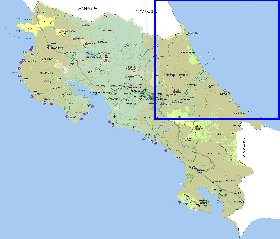 Administrativa mapa de Costa Rica em espanhol