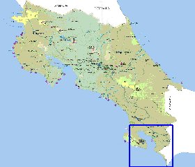 Administratives carte de Costa Rica en espagnol