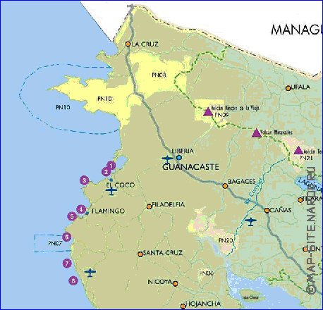 Administratives carte de Costa Rica en espagnol