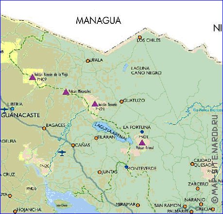 Administrativa mapa de Costa Rica em espanhol