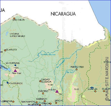 Administrativa mapa de Costa Rica em espanhol