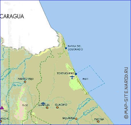 Administratives carte de Costa Rica en espagnol