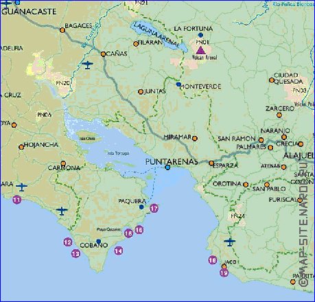 Administrativa mapa de Costa Rica em espanhol