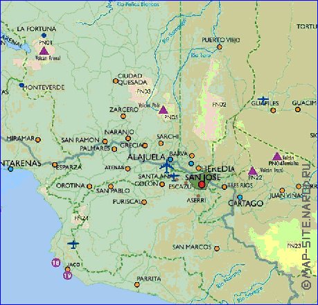 Administratives carte de Costa Rica en espagnol