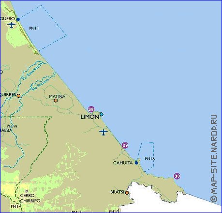 Administratives carte de Costa Rica en espagnol