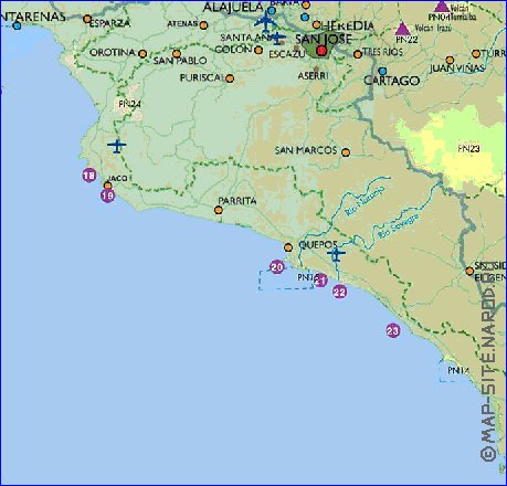 Administratives carte de Costa Rica en espagnol