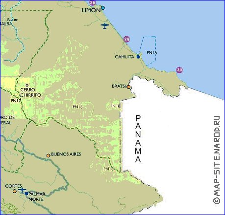 Administratives carte de Costa Rica en espagnol