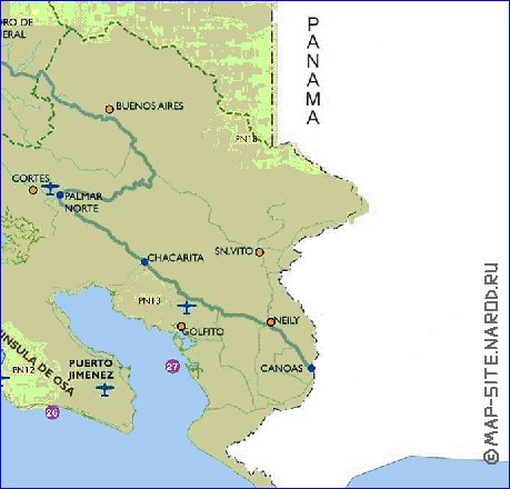 Administrativa mapa de Costa Rica em espanhol