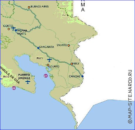 Administratives carte de Costa Rica en espagnol