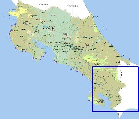 Administrativa mapa de Costa Rica em espanhol