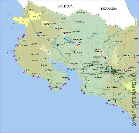 Administratives carte de Costa Rica en espagnol