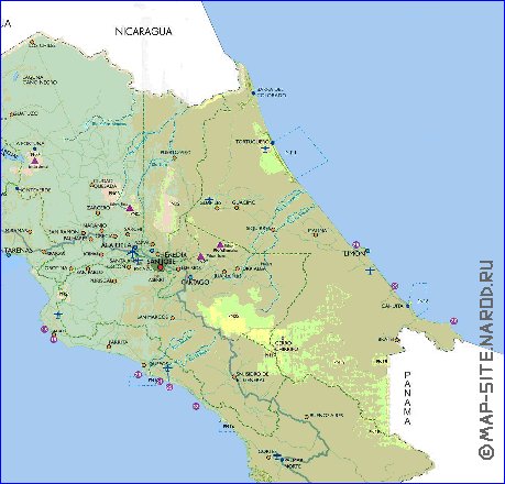 Administratives carte de Costa Rica en espagnol