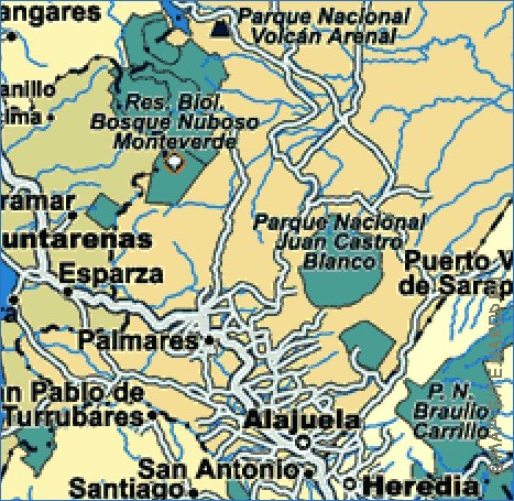 mapa de Costa Rica em frances