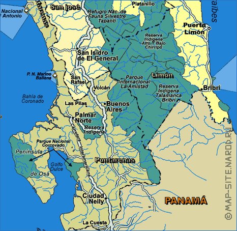 mapa de Costa Rica em frances