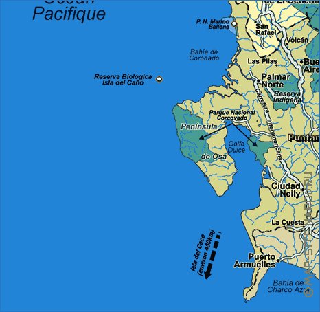 mapa de Costa Rica em frances