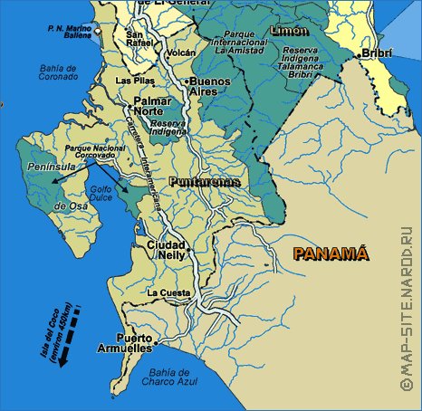 mapa de Costa Rica em frances