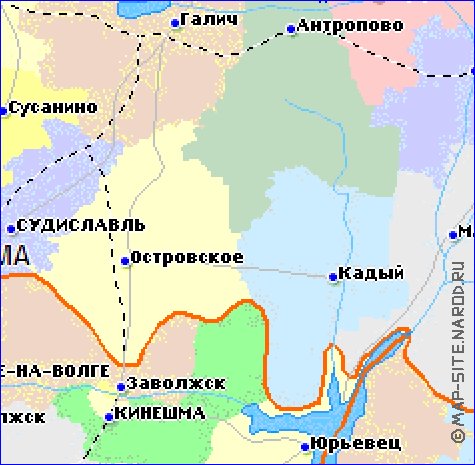 carte de Oblast de Kostroma