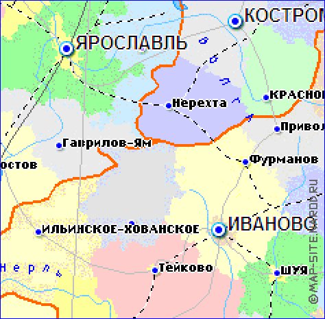 mapa de Oblast de Kostroma