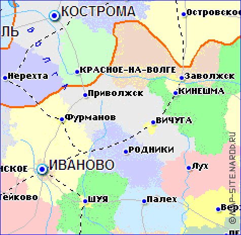 carte de Oblast de Kostroma