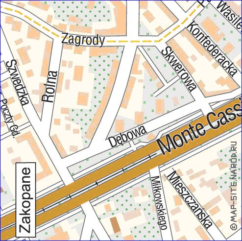 mapa de Cracovia em polones