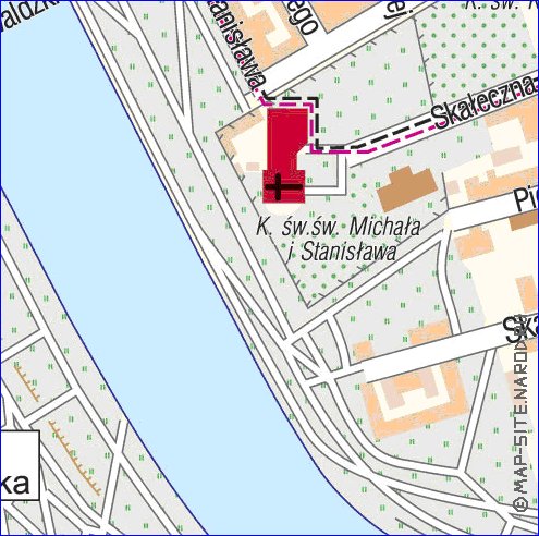 mapa de Cracovia em polones