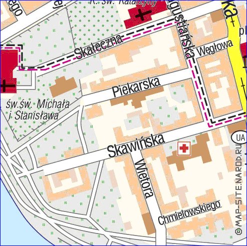 mapa de Cracovia em polones