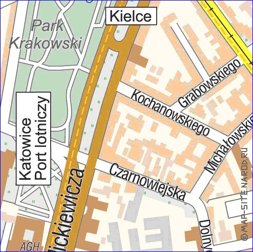 mapa de Cracovia em polones