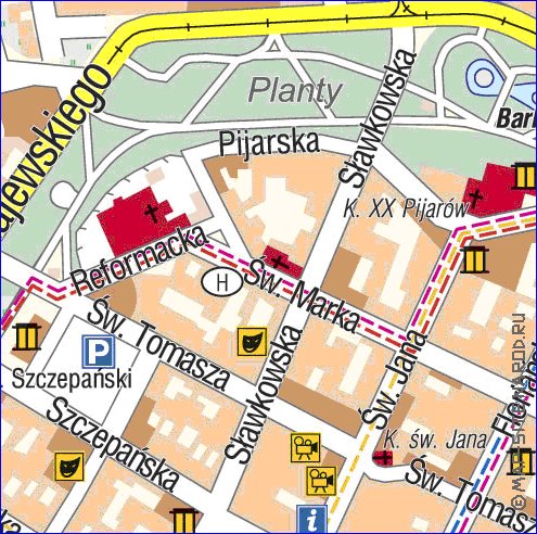 mapa de Cracovia em polones