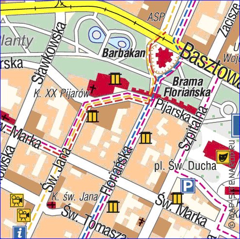 mapa de Cracovia em polones