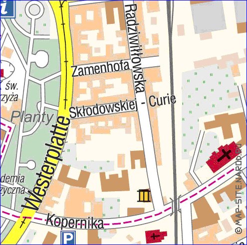 mapa de Cracovia em polones