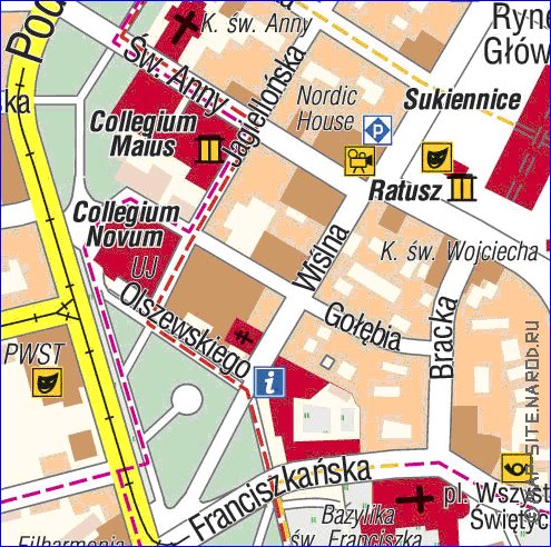 mapa de Cracovia em polones