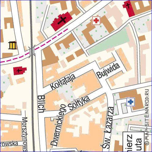 mapa de Cracovia em polones