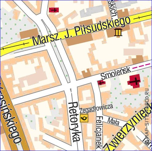 mapa de Cracovia em polones