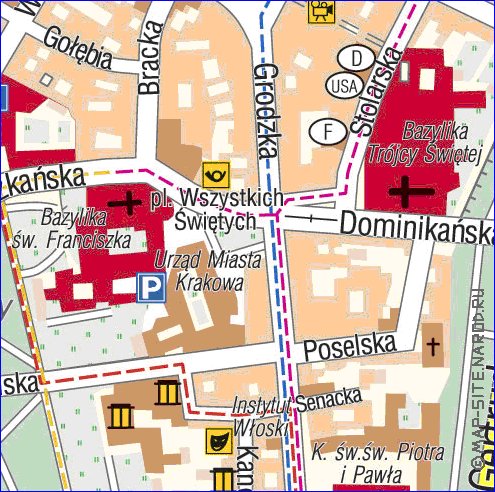 mapa de Cracovia em polones