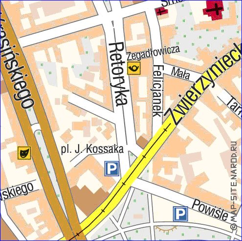 mapa de Cracovia em polones