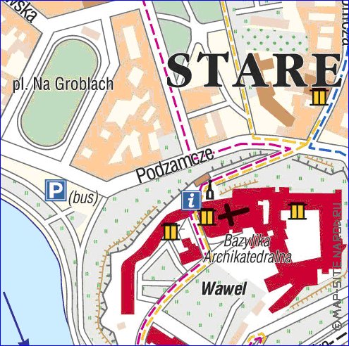 mapa de Cracovia em polones